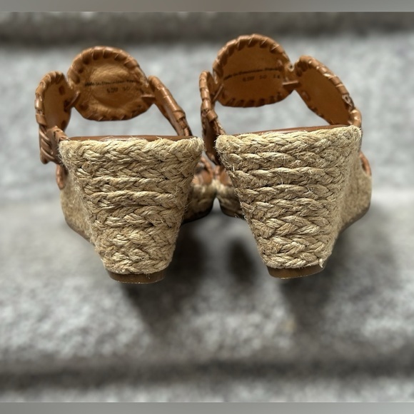 Jack Rodgers Shelby Rope Wedge Leather Sandal Heels in Tan Women’s 6.5 - Picture 6 of 8